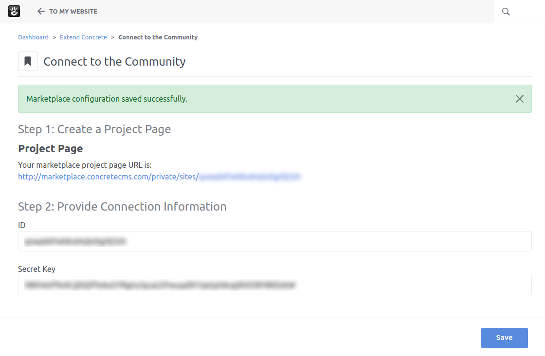 concrete_cms_successful_community_connection_screen.png