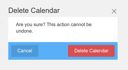 Delete calendar dialog