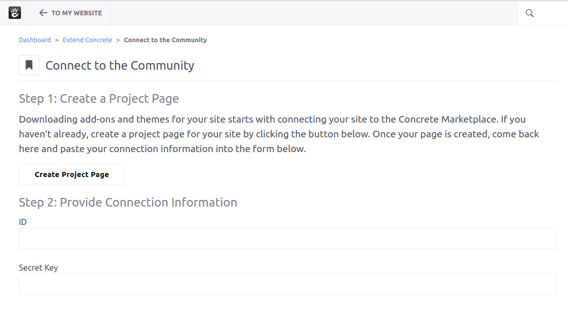 concrete_cms_dashboard_create_project_page.png