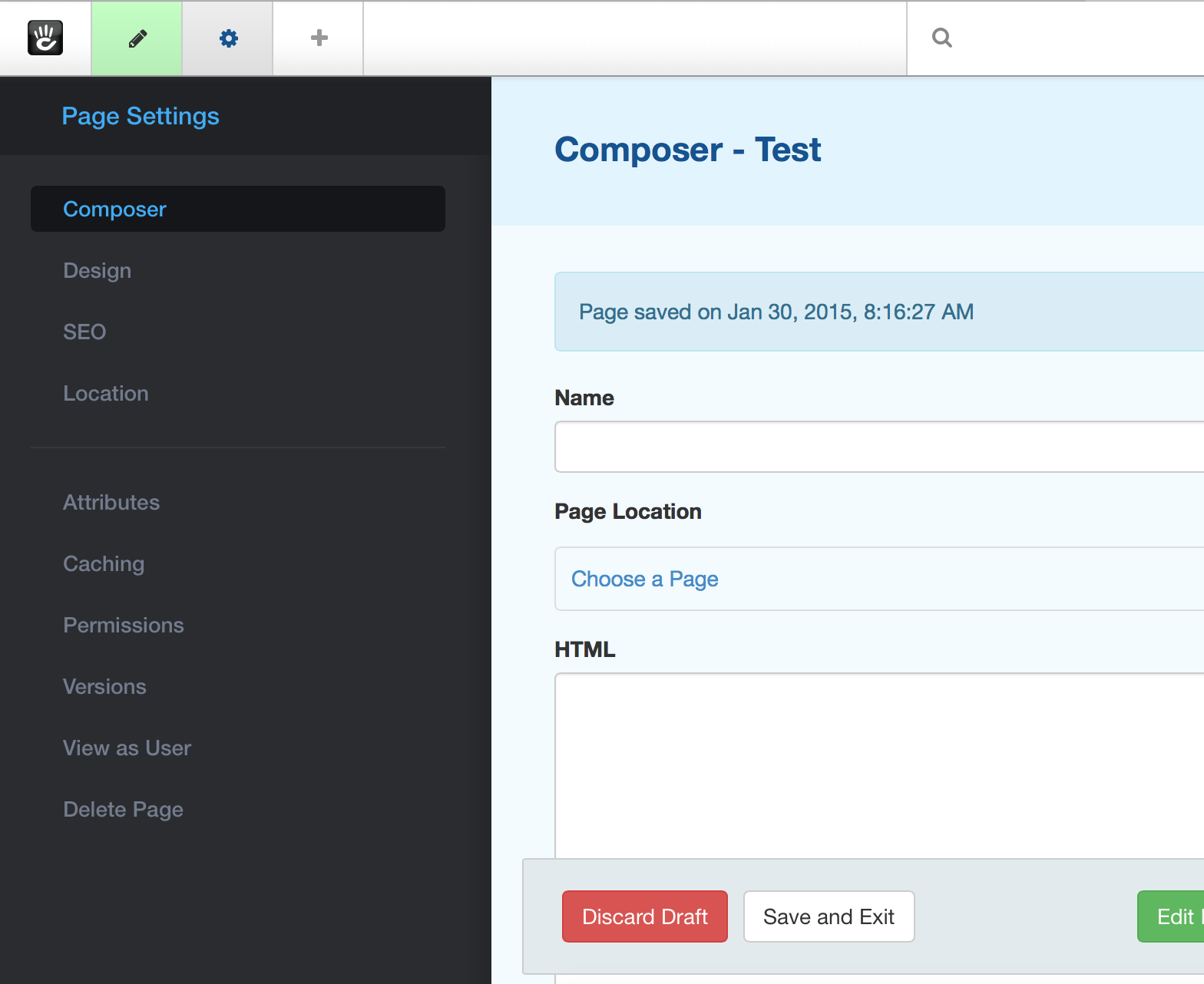The HTML block in the composer interface